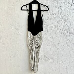 LBV Elegant Black and Silver Mini Dress